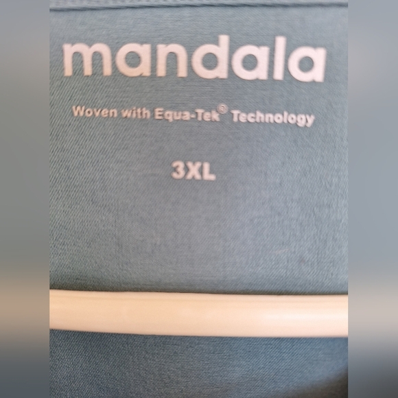 Mandala Plus Sz3XL Scrub Top Teal Short Sleeve V Neck Dbl Pockets Like New - Picture 3 of 7